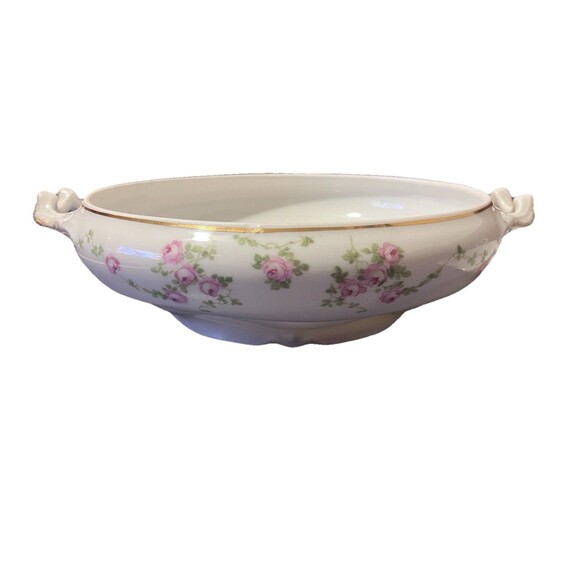 Antique Pirkenhammer Brezova "pink floral" Vegetable Tureen, "4338"- 1920 Design - Picture 8 of 16